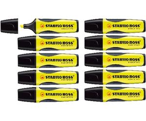 Surligneur STABILO BOSS EXECUTIVE - Lot x 10 surligneurs - Jaune fluo