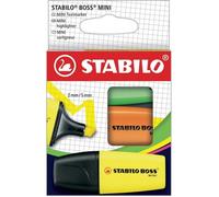 Surligneur - STABILO - BOSS MINI - Étui de 3 - Couleurs Jaune, Vert, Orange - Pointe Biseautée
