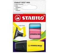 Surligneur - STABILO - BOSS MINI - Pack 3 (jaune bleu rose) - Pointe biseautée 2-5 mm - Encre à base d'eau rechargeable