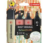 Surligneur STABILO BOSS ORIGINAL NatureCOLORS étui de 4 pointes biseautées