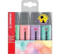 Surligneur STABILO BOSS® ORIGINAL, paquet de 4, pastel, couleurs assorties, pointe biseautée 2-5mm