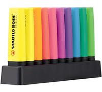 Surligneurs - STABILO BOSS ORIGINAL - 10 couleurs fluos - Set de bureau