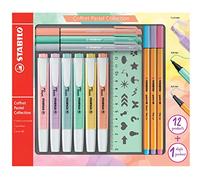 Surligneur STABILO Pastel Collection - Coffret Mixte 13 Pices: 6 STABILO Swing Cool + 3 Pointe 88 + 3 PointeMax + 1 Rgle Pochoir