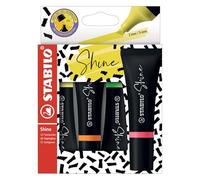 Surligneur STABILO Shine- pochette x 4 surligneurs fluo- jaune + vert + orange + rose