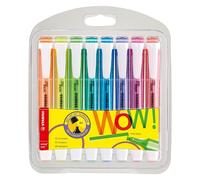 STABILO swing cool Surligneurs pointe biseautée 1 et 4 mm - Coloris assortis fluos - Pochette de 8