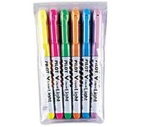 Pilot Pen Surligneurs de poche V-Light - Pointe biseautée - Pochette de 6 assortis