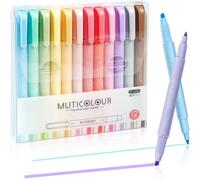 Surligneurs,12 Couleurs Surligneurs Pastel Et Marqueurs À Double Pointes,Couleurs Douces Assorties,Papeterie Pour Le Bureau De L'école,Accessoires Pour Bullet Journal
