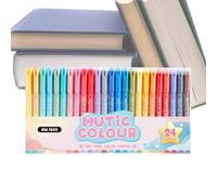 Surligneurs - 24 couleurs imperméables et lumineuses - Stylos esthétiques pour l'écriture, le journal, la peinture | Stylos vibrants pour améliorer la créativité et l'organisation des notes d'école