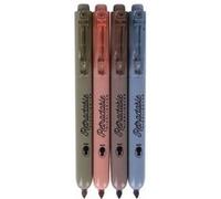 Surligneurs - 4 couleurs assorties - Mine biseautée - Rétractable - Apli Couleurs assorties