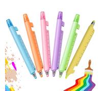 Surligneurs assortis 5 en 1 Règle Multifonctionnelle avec Stylos à bille | Lot de 6 surligneurs pour écrire, journal, étude ollège, lieu de travail, école