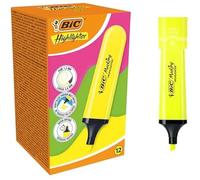 Surligneurs - BIC - Marking - Pointe Biseautée Modulable - Jaune Fluo - Pack de 12