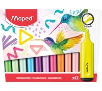 Maped – Surligneurs Fluo’Peps Classic – Longue durée – Pack 12 couleurs fluo et pastel