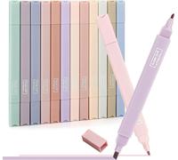 Surligneurs Couleurs Assorties,12 Pièces Double Tête Surligneurs Esthétiques,Fluorescent Avec Pointe Ciselée Douce,Pastel Marqueurs,Pour Journal,Bible,Planificateur,Notes,Fournitures De Bureau