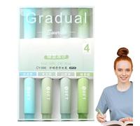 Surligneurs esthétiques, surligneur dégradé de 4 couleurs pour étudiant | Pointe biseautée couleur crème, surligneur esthétique, à base d'eau, séchage rapide pour notes d'étude du Bib