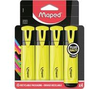 Maped - Surligneurs Fluo’Peps Classic - Longue Durée pour Usage Scolaire et Professionnel - Pack de 4 Surligneurs Jaune Fluo