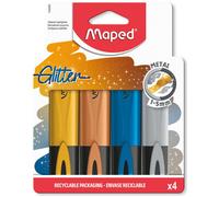 Surligneurs - Maped - Fluo'Peps GLITTER METAL - Paillettes - Couleurs Métallisées - Pointe Biseautée