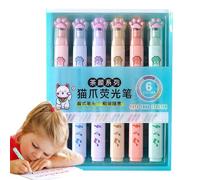 Surligneurs Mignons - Ensemble De Marqueurs De Pattes De Chat, Stylos De Couleur À Séchage Rapide | Design Amusant Et Polyvalent, Produit Portable Pratique, Idéal Pour Le Scrapbooking, La Prise De Not