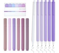 Surligneurs Pastel,6 Colori Surligneur Marqueurs Paste + 6 Stylos Encre Gel Noire + Note Autocollante,Esthétiques Pastel Highlighter Pen Pour Carnet Journal École Maison Bureau (Violet)