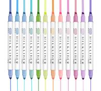 Surligneurs Pastel, Avec Des Pointe Biseautée Fines Et Larges Highlighter Marqueur, Pour La Salle De Classe Et Le Bureauz, 12 Couleurs[Z328]