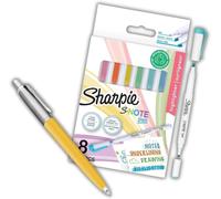 Surligneurs S-Note Duo Marqueurs Créatifs Pastel À Double Extrémité Pointe Ogive Et Burin 8 Pièces + 1 Stylo Jotter Jaune Soleil[Z1310]