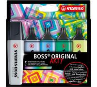 Surligneurs - STABILO BOSS Arty - 5 couleurs froides - Pointe large