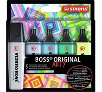 Surligneurs - Stabilo Boss Arty - 5 Couleurs Froides - Pointe Large