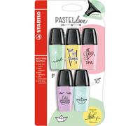 Surligneurs - STABILO BOSS MINI Pastellove - Pack de 5 - Vert menthe, jaune poudré, blush rosé, lueur de mauve, turquoise tendre