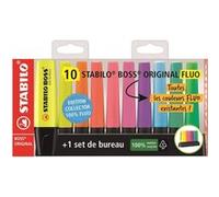 Surligneurs - STABILO BOSS ORIGINAL - 10 couleurs fluos - Set de bureau