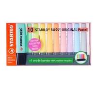 Surligneurs - STABILO BOSS ORIGINAL - 10 couleurs pastel - Set de bureau