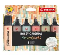 STABILO BOSS ORIGINAL NatureCOLORS - Surligneur - Etui carton x 6 surligneurs couleurs nature