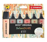 STABILO BOSS ORIGINAL NatureCOLORS - Surligneur - Etui carton x 6 surligneurs couleurs nature