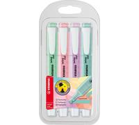 Surligneurs - STABILO swing cool Pastel Edition - Pack de 4 - Vert menthe, Rouge rosé, Violet, Turquoise tendre