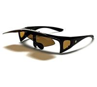 SURLUNETTES DE Soleil POLARISANTES FLIP UP POLARISEES RELEVABLES CLIP VERRES POLARISÉS FLIP UP PZ-BAR605 (monture noir brillant verres marron)