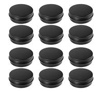 Surluoen 12 Pcs 1 Once Pots En Étain En Aluminium Noir Couvercles À Vis Ronde Couvercles Vides De Boîtes De Stockage En Métal Pour Organiser Cosmétique Petits Ornements