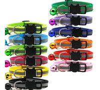 Surluoen 12 PièCes SéRies RéFléChissantes Les Colliers de Chat Boucle de SéCurité à LibéRation avec Cloche RéGlable 19-32 Cm (12 Couleurs)