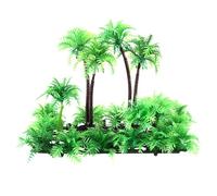 Surluoen 3,9 Pouces de Hauteur de Cocotier Artificiel pour Aquarium Vert