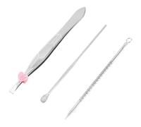 Surluoen 3 en 1 Earpick extracteur de comedons Brucelles a sourcils kit d'outils cosmetiques