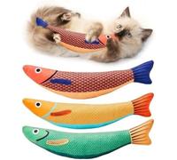 Surluoen 3 Pièces pour Chat Saury Poisson Chat Jouet à Mâcher pour Chat pour D'Intérieur