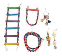 Surluoen 6 Pièces Oiseau Perroquet, Oiseau Swing Jouet Coloré à Mâcher Suspendus Hamac Balançoire Clochette Animaux Escalade Grimpante Oiseau