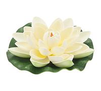 Surluoen 6Pcs Fleurs Flottantes Artificielles de Lotus de Mousse, avec des Ornements de Garniture de NéNuphar, Blanc Ivoire, Parfait pour Patio Pond Piscine Aquarium