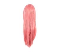Surluoen 80cm Longue Ligne Droite Perruque Cosplay Multicolore Chaleur Pleines Perruques Resistants (Rose)