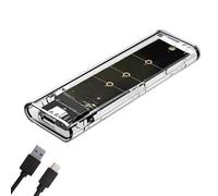 Surluoen Boîtier SSD Double Protocole SATA M.2 NGFF Transparent USB Type C 10 Gbit/S PCI-E M2 SSD Boîtier Externe Transparent pour Disque Dur