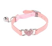 Surluoen Breloque Coeur et Collier de Chat Cloche éLastique de SéCurité RéGlable avec Un MatéRiau en Velours Doux Collier Produit pour Animaux de Compagnie S Rose
