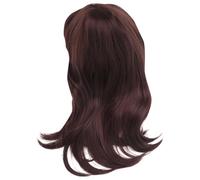 Surluoen Femmes Cheveux Perruques Dames Fête Quotidienne Vague Brun Foncé Côté Séparation Synthétique Perruques De Dentelle Avec Frange