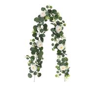 Surluoen Guirlande D'Eucalyptus et Fleurs Suspendues en Feuilles D'Eucalyptus Artificielles pour Arche de Fond de Mariage