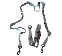 Surluoen Laisse du Chien Taille Mains avec Deux, Contrôle Libre pour Un Maximum de 150Lb de Chiens,Laisse Élastique À Deux Poignées avec Ceinture À Taille Ajustable - pour Course
