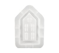 Surluoen Maison Bougeoir Moule en Silicone Bricolage à la Main Fenêtre Maisons Plâtre Béton Résine Chandelier Artisanat Moulage Moules S