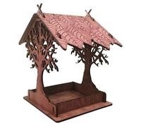 Surluoen Mangeoire à Oiseaux en Bois, Abreuvoir Suspendu pour Jardin, Cour, Décoration de Jardin, Toit Extérieur, Mangeoires à Oiseaux-C, Installation Facile