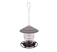 Surluoen Mangeoire à Oiseaux Sauvages, Mangeoire à Oiseaux Extérieure à L'Épreuve des Écureuils, Mangeoire à Oiseaux Sauvages Suspendue avec Toit de Forme Ronde Gris Facile à Installer et à Ut