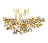 Surluoen peignes de mariee de mariage, vintage, epingles a cheveux en cristal d'imitation, de promo, or, argent, motif de fleurs, accessoires pour cheveux, broches, femmes, or